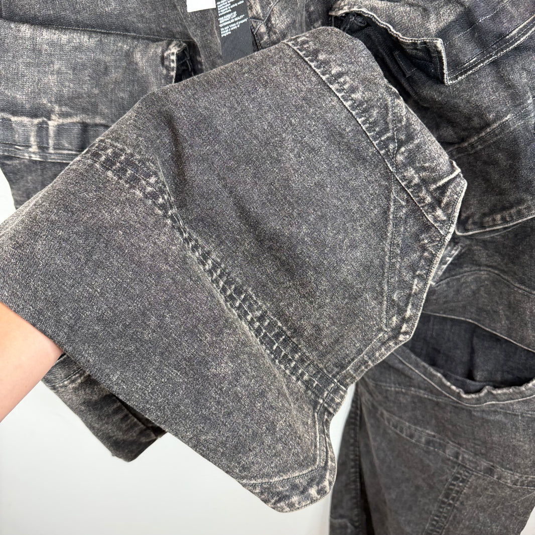 Julius Acid Black Helioz Open Knee Cargo Jeans