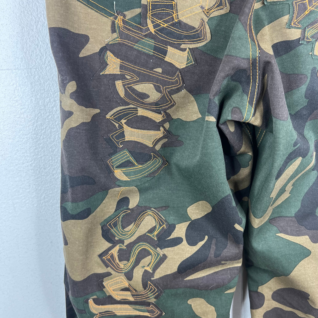 Endless Denim Camo Spellout Trousers
