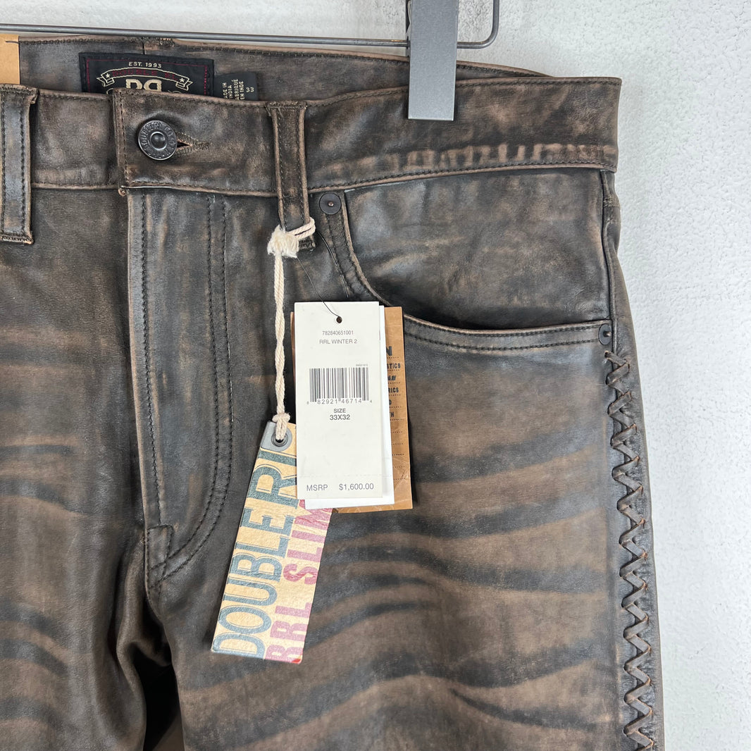 RRL Cross Stitch Leather Jeans