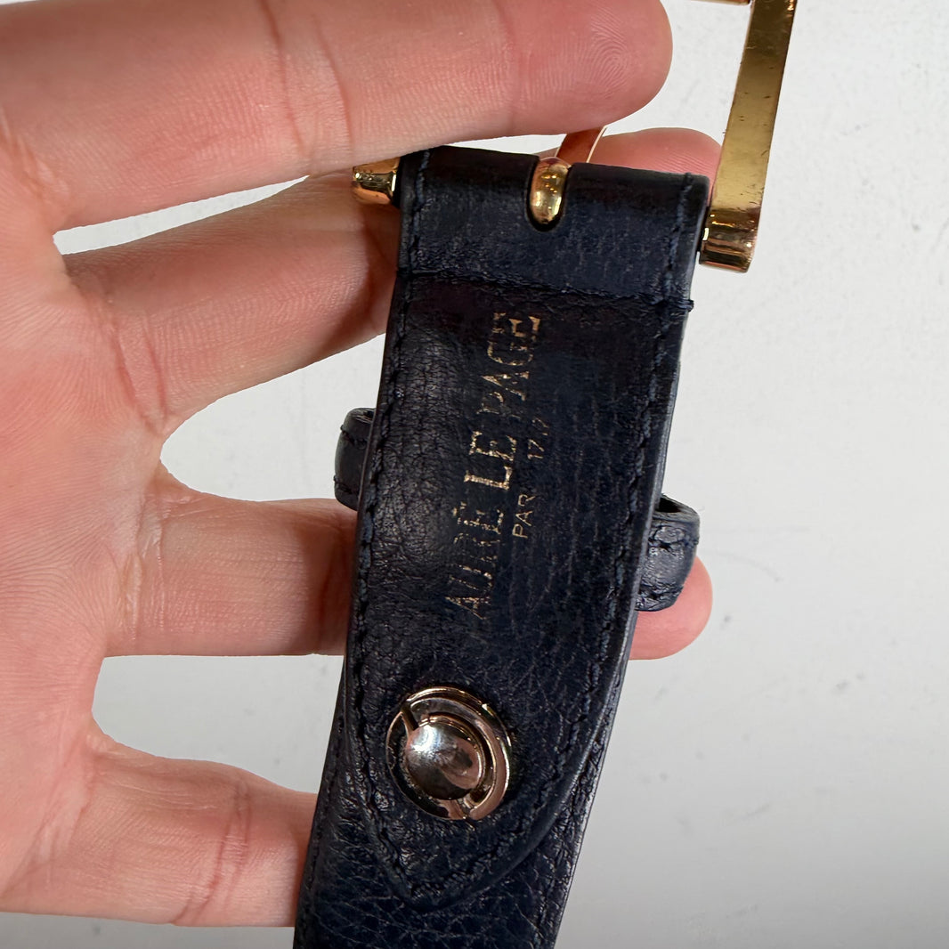 Faure Le Page Blue Monogram Leather Belt