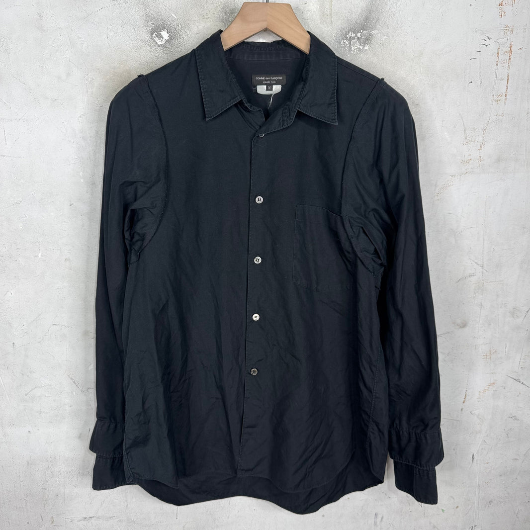 CDG Homme Plus Black Layered Buttoned Shirt