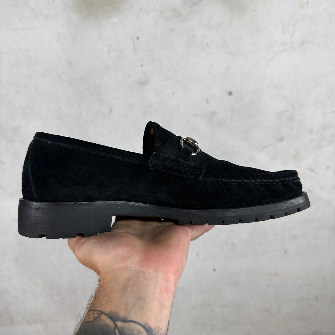 Gucci Black Suede Lug Sole Loafer