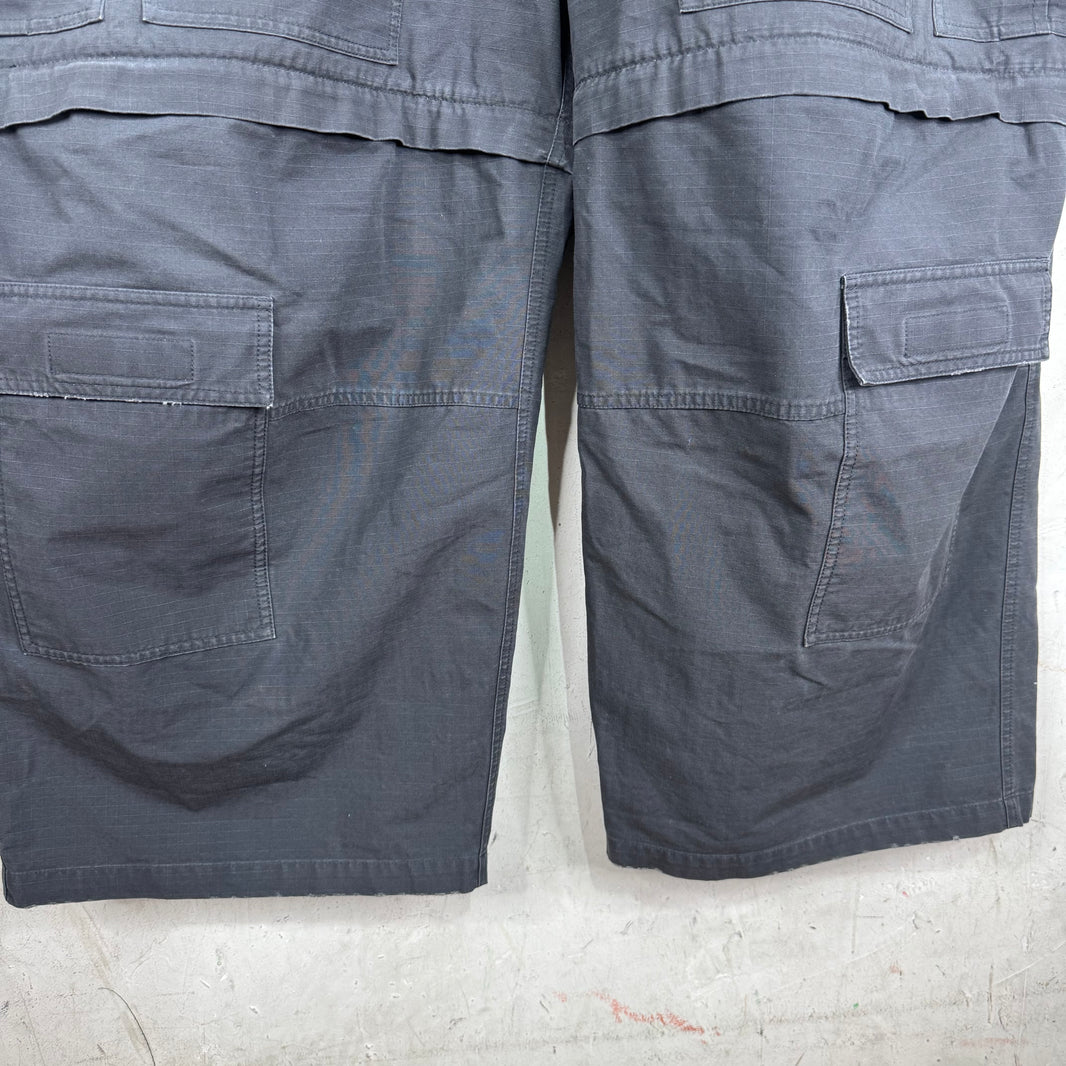 Balenciaga Grey Distressed Ripstop Convertible Cargos