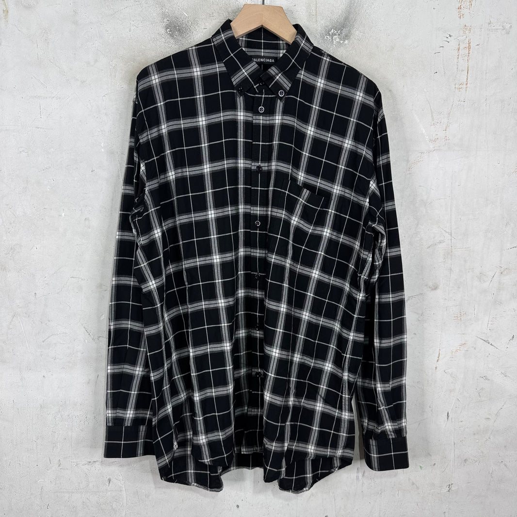 Balenciaga Viscose Plaid Logo Shirt