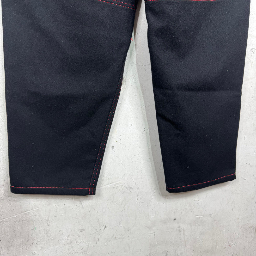 CDG Knee Paneled Black Wool Trousers