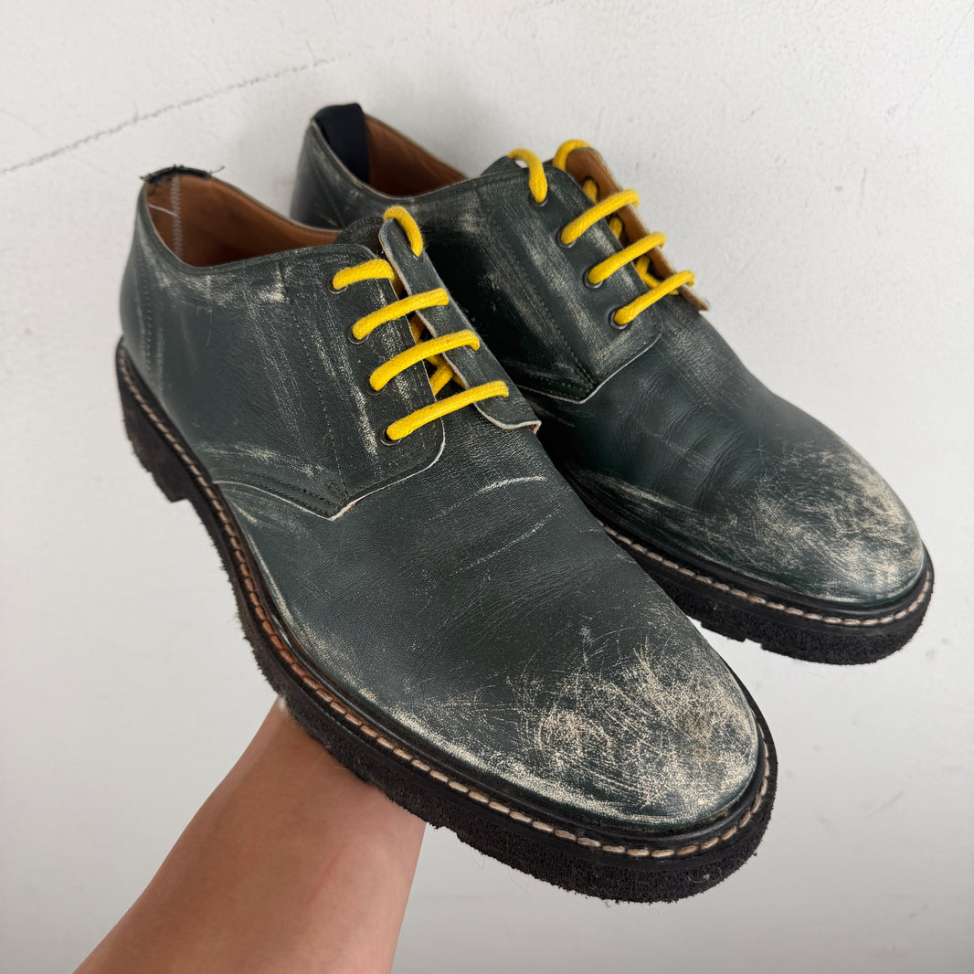 Maison Margiela Green Painted Derbies