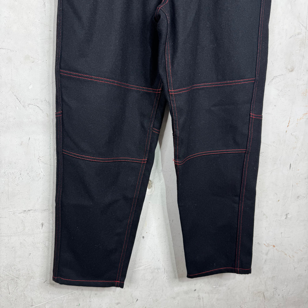 CDG Knee Paneled Black Wool Trousers