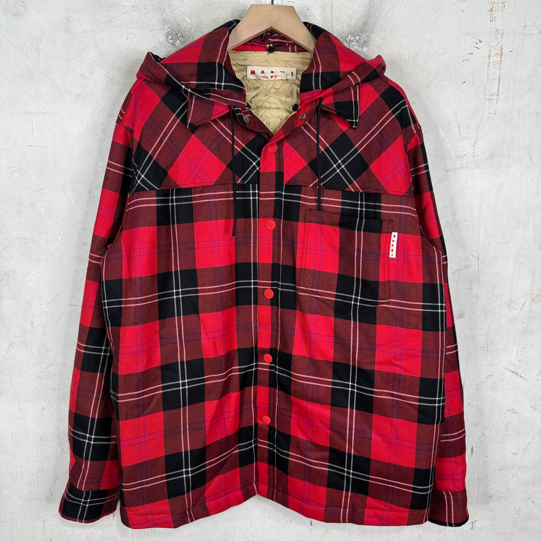 Marni Red Plaid Hooded Quilt Flannel