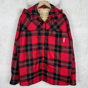 Marni Red Plaid Hooded Quilt Flannel