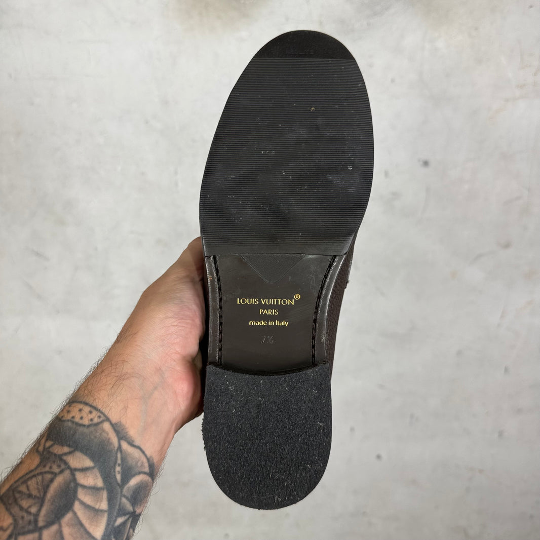 Louis Vuitton Brown Leather Buckled Loafers