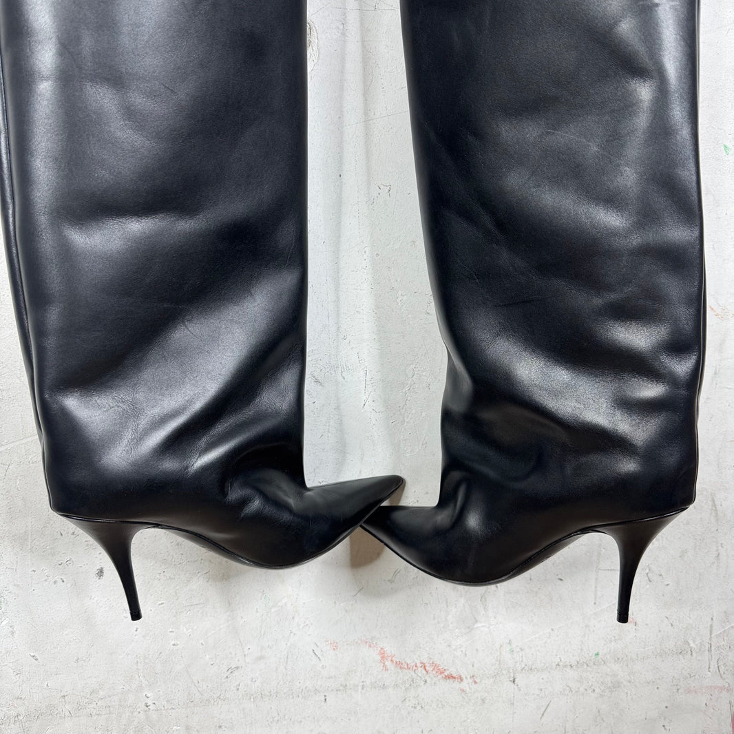 Balenciaga Denim Leather Pantashoe Heels