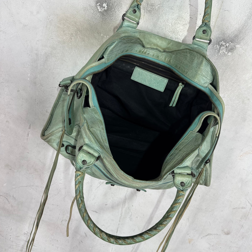 Balenciaga Teal City Bag