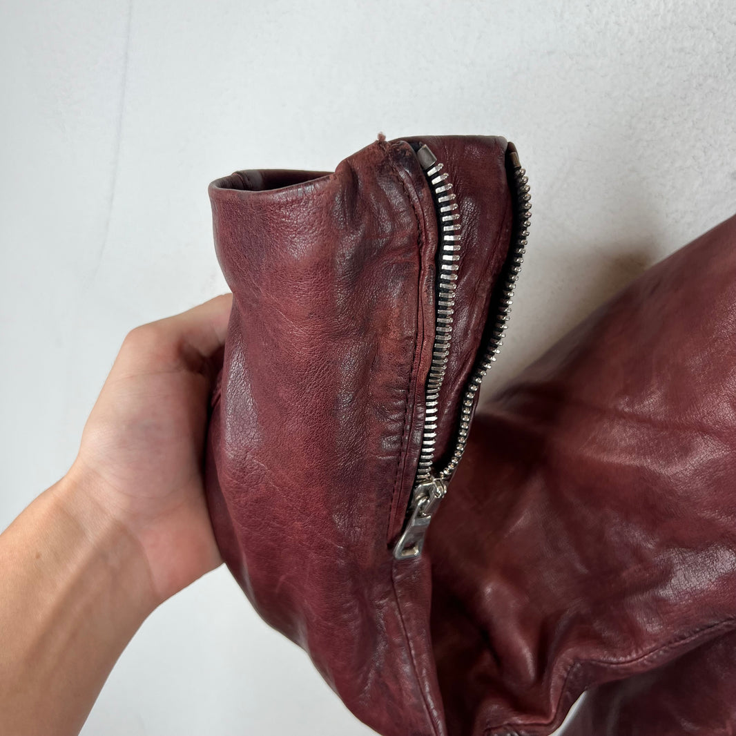Balmain Lambskin Burgundy Perfecto Jacket