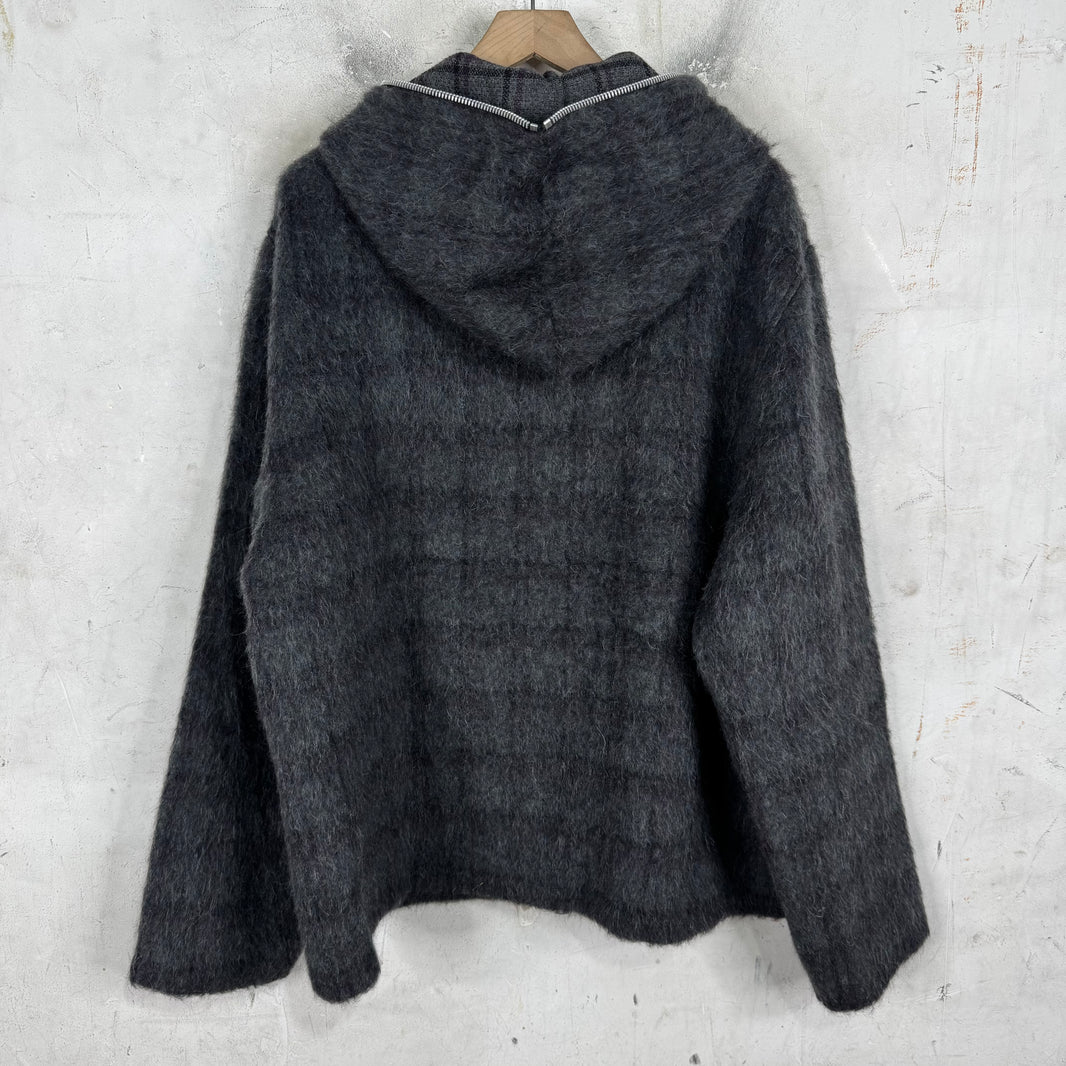 Our Legacy New Grey/Purple Plaid Full Zip Hoodie