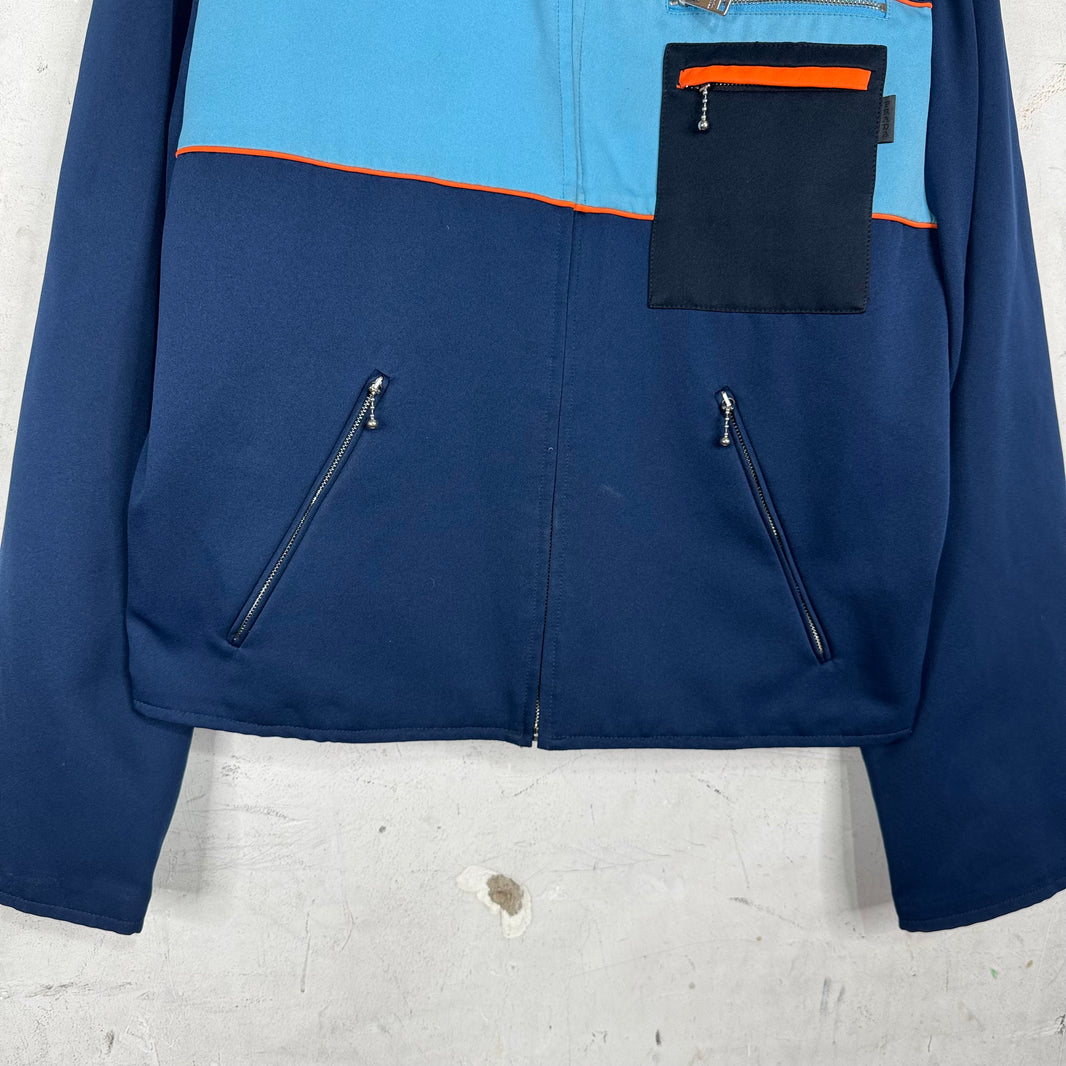 Prada Blue Colorblocked Zip Work Jacket