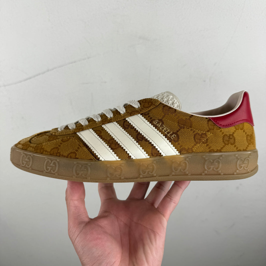 Gucci Adidas Brown Monogram Gazelle Sneakers