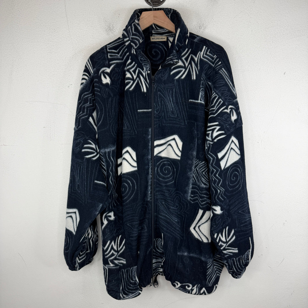Balenciaga Spiral Abstract Fleece Zip Jacket