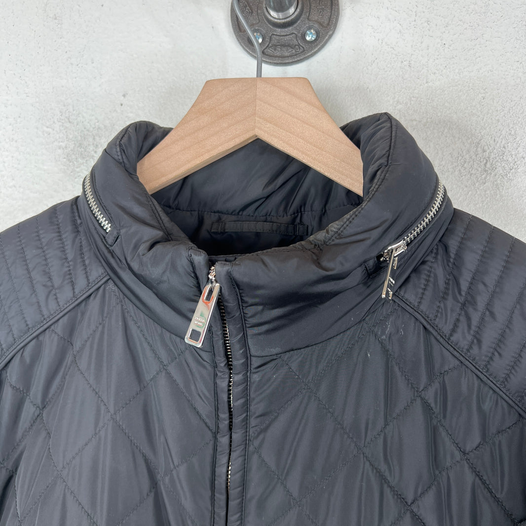 Prada Black Quilted Nylon Badge Zip Up Jacket