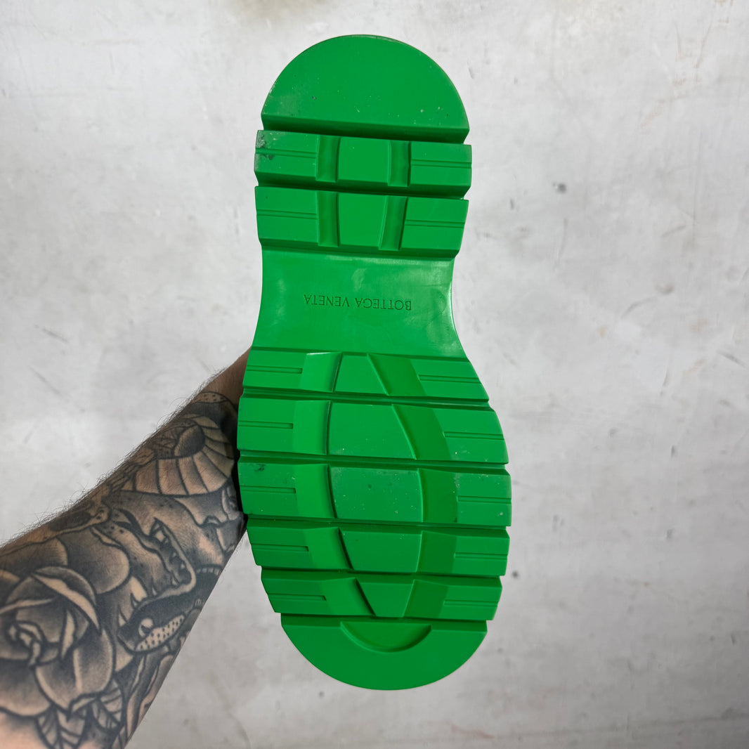 Bottega Veneta Green/Black Leather Tire Boots