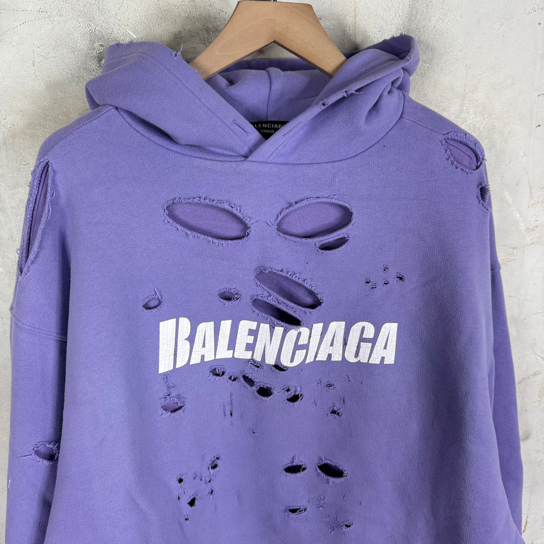 Balenciaga Purple Ripped Hoodie