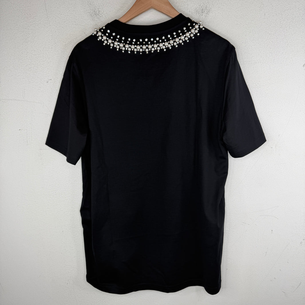 Givenchy Pearl/Crystal Neck Embellishment T-Shirt
