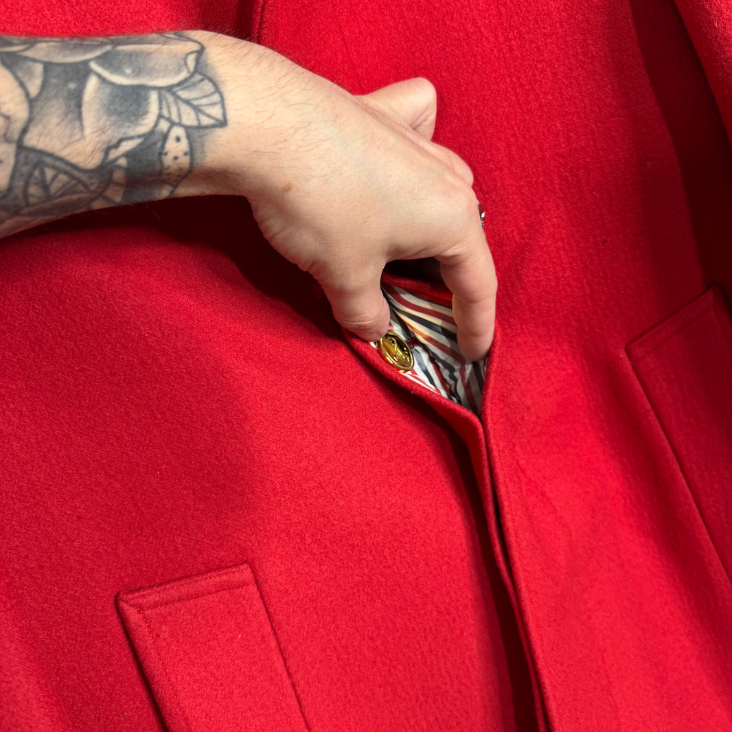 Thom Browne Red Wool Trench Coat
