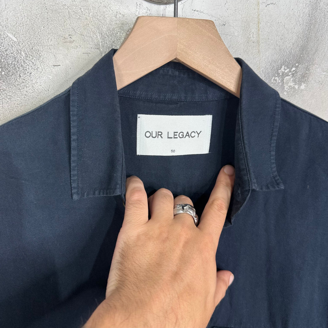 Our Legacy Dyed Navy Cotton Shirting Shirt
