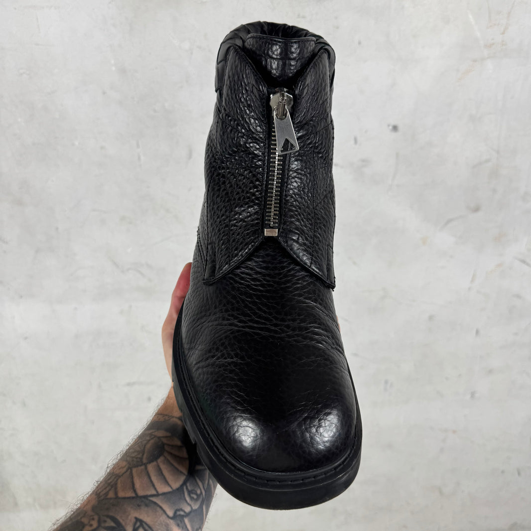 Bottega Veneta Black Leather Zip Up Haddock Boots
