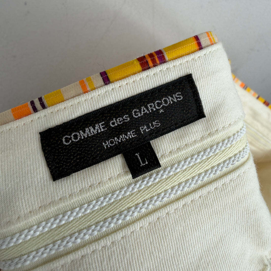 CDG Homme Plus Striped Elastic Panel Shorts