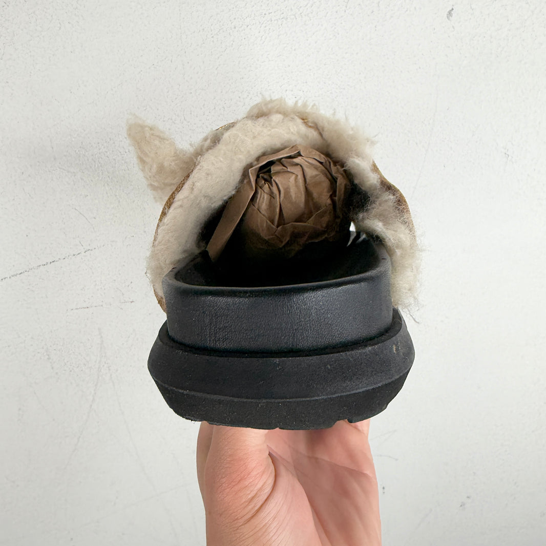 Sacai Big Buckle Suede Shearling Slide