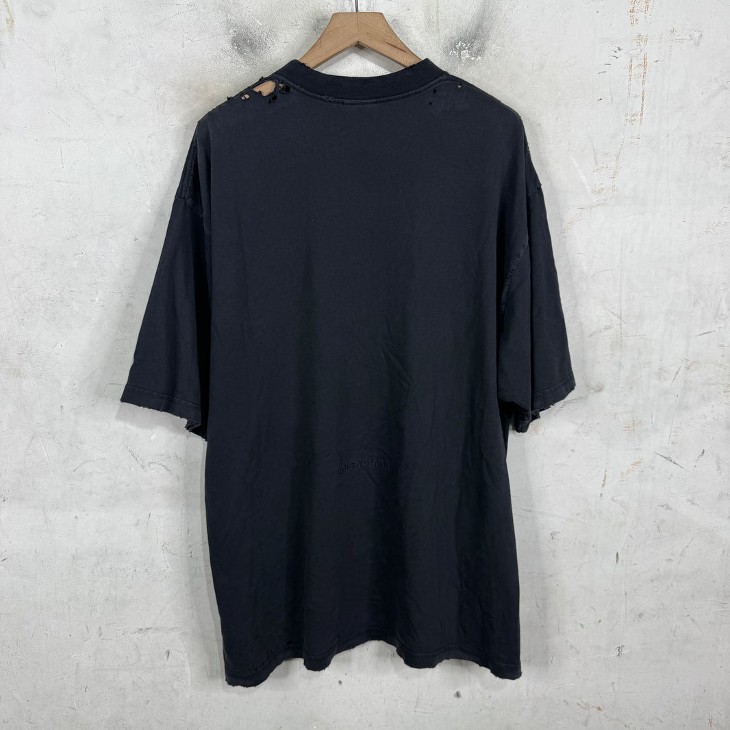 Balenciaga Paris Liberty Distressed T-Shirt