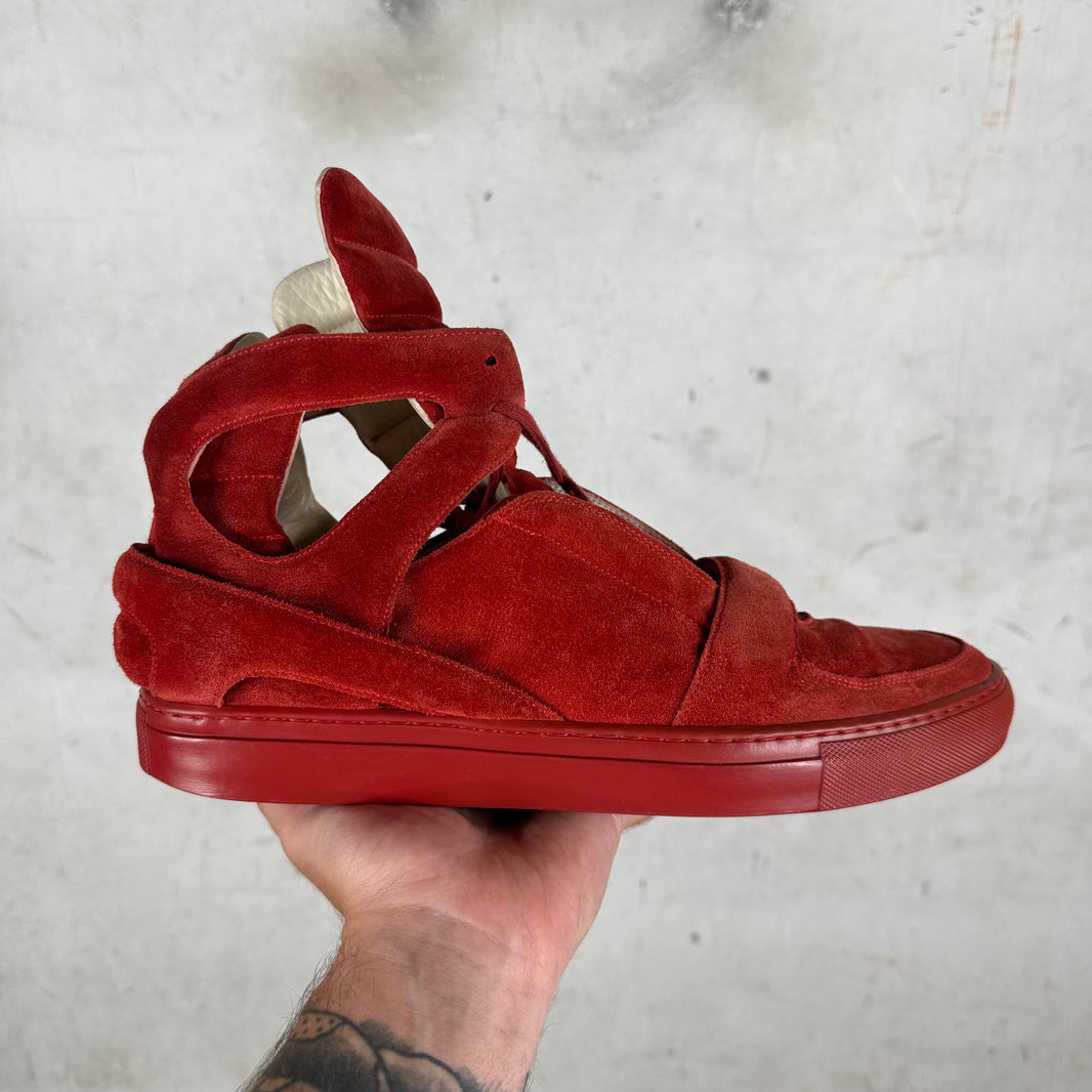 Giuliano Fujiwara Red Suede Skeleton Sneakers