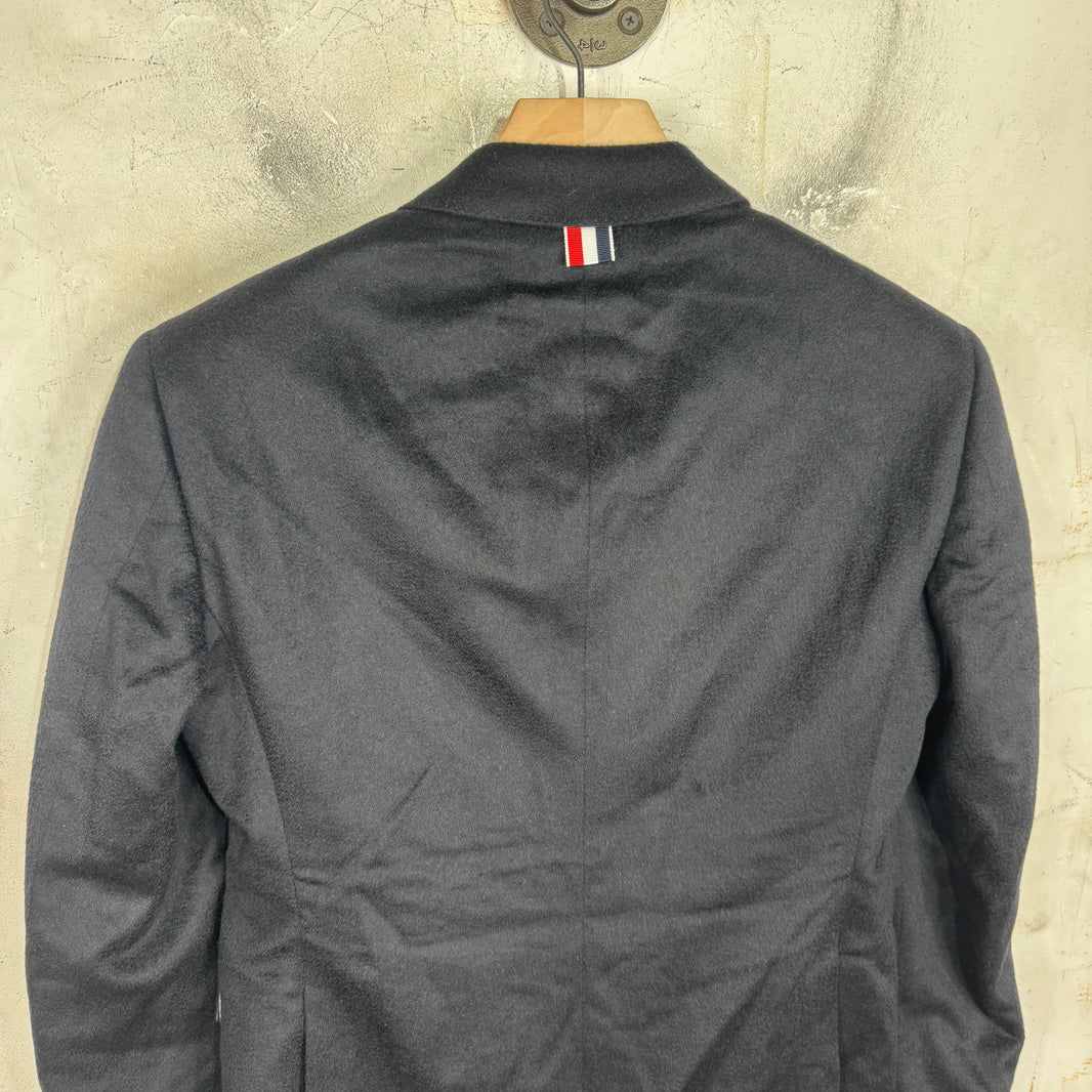 Thom Browne Black Felt Wool Gold Hardware Blazer