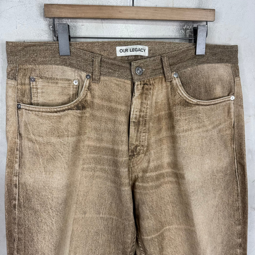 Our Legacy Printed Beige Third Cut Jeans