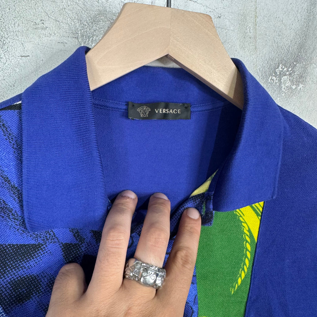 Versace Patterned Split Polo