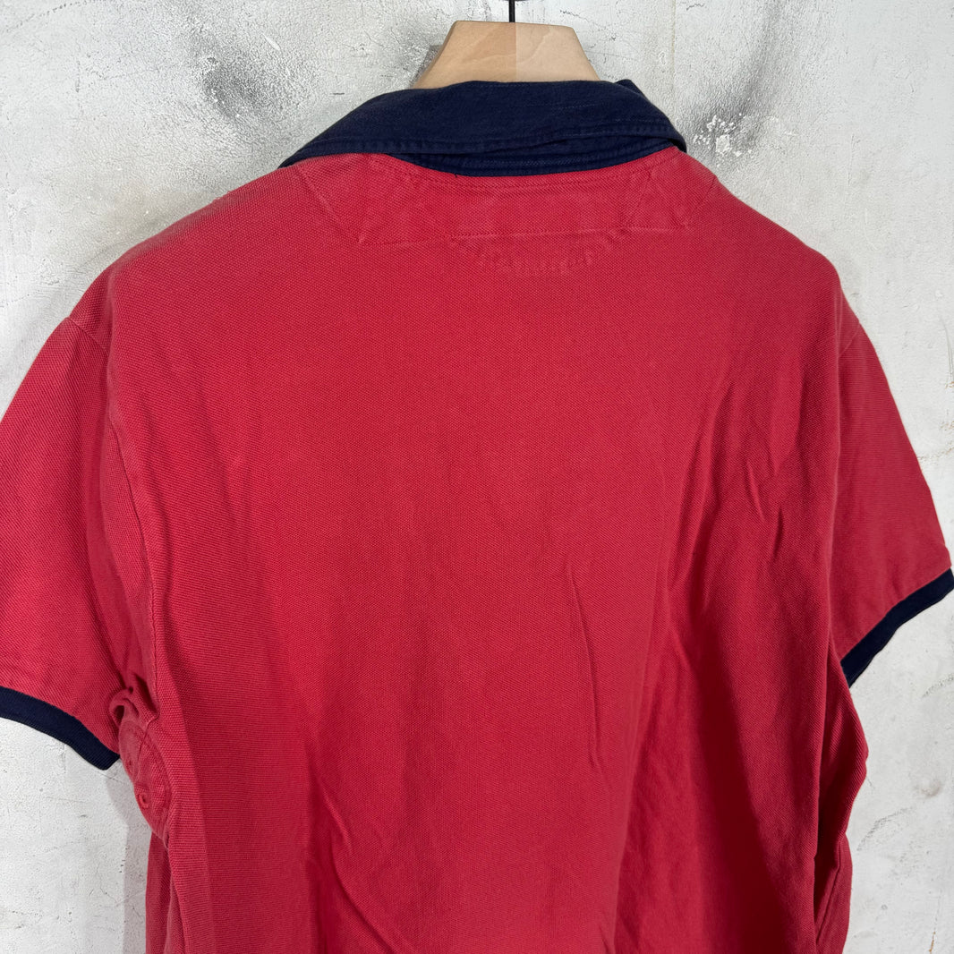 Ralph Lauren Faded Red Diagnal Navy Striped Big Pony Polo