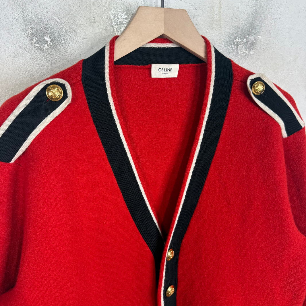 Celine Epaulette Hardwared Cardigan Sweater