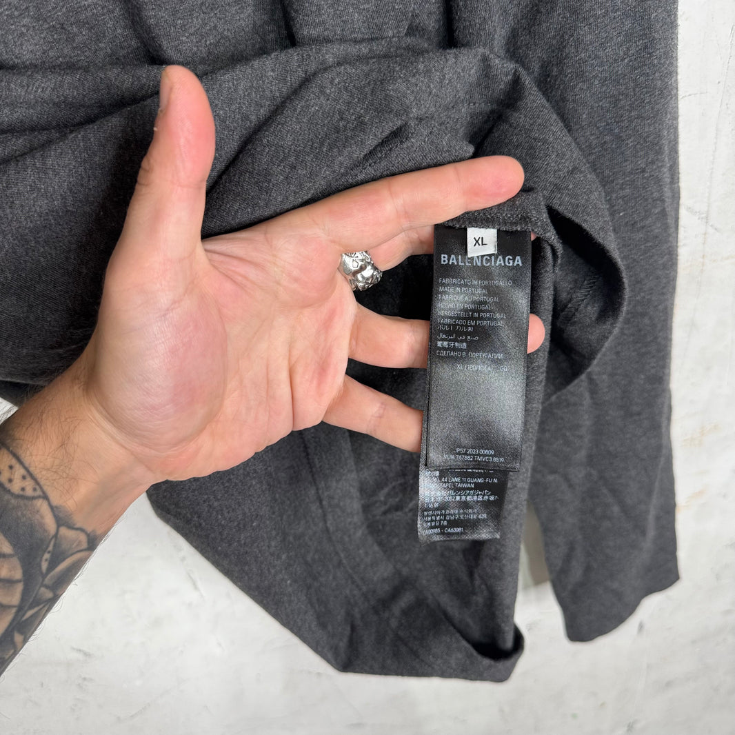 Balenciaga Grey Shoulder Padded L/S T-Shirt