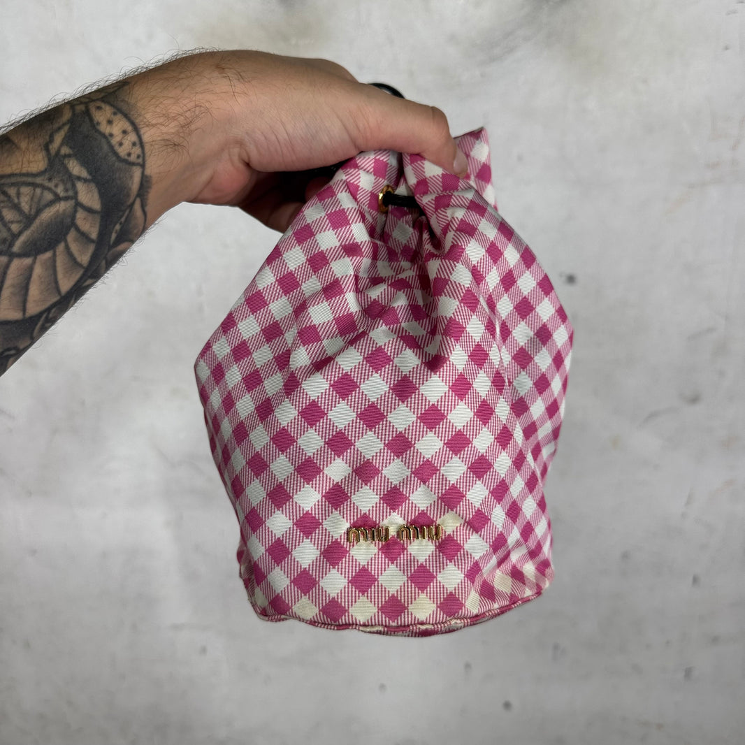 Miu Miu Club Gingham Bucket Bag