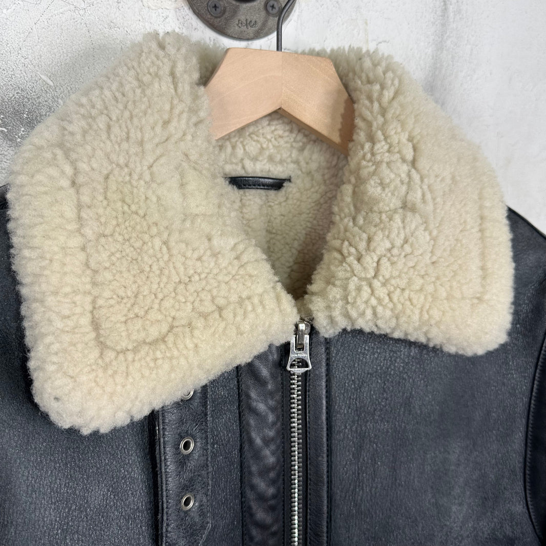 Acne Studios Blisterred Leather Shearling Pilot Jacket