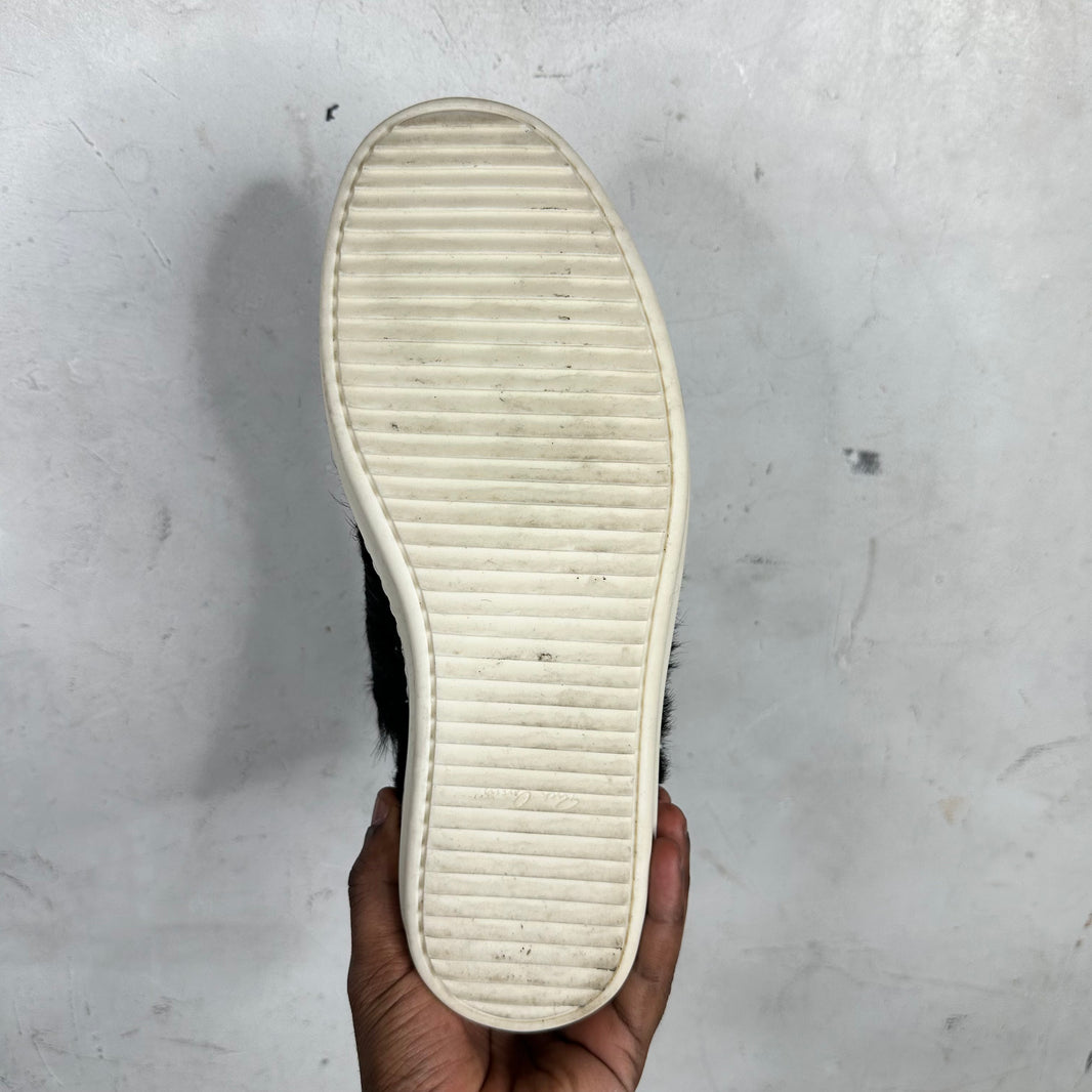 Rick Owens Black Furry Low Ramones Sneakers