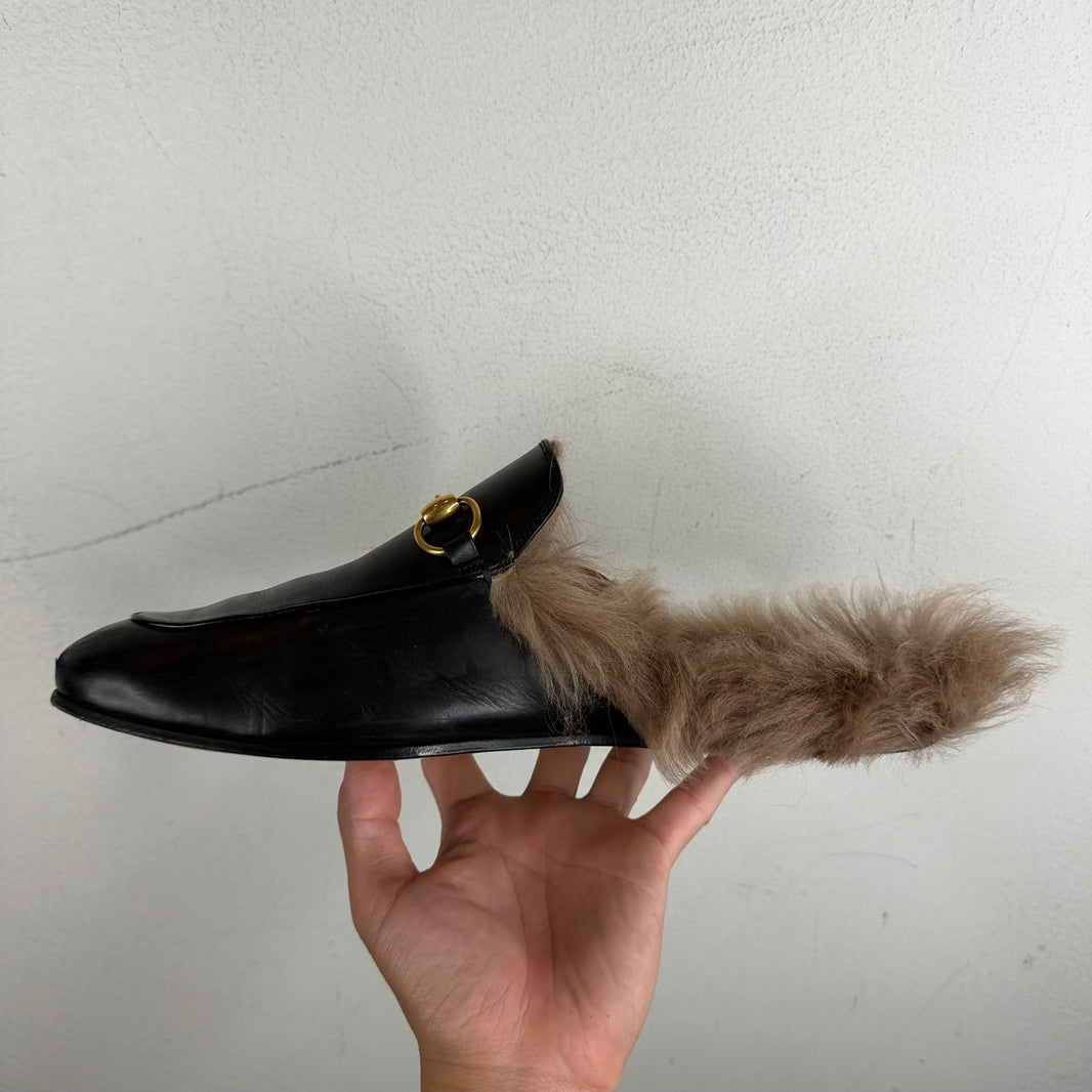 Gucci Fur Horsebit Mules