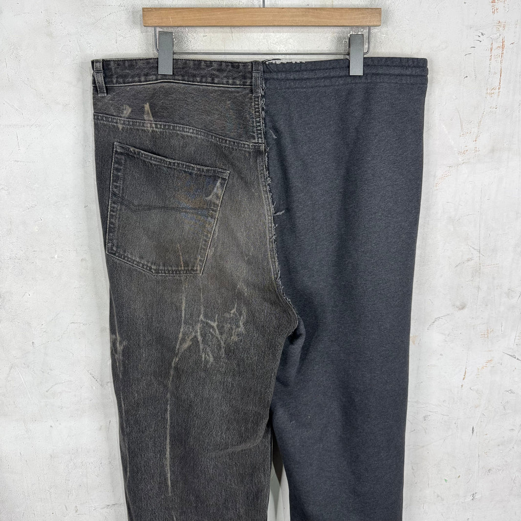 Balenciaga Hybrid Sweatpant/ Denim Drawstring Pants