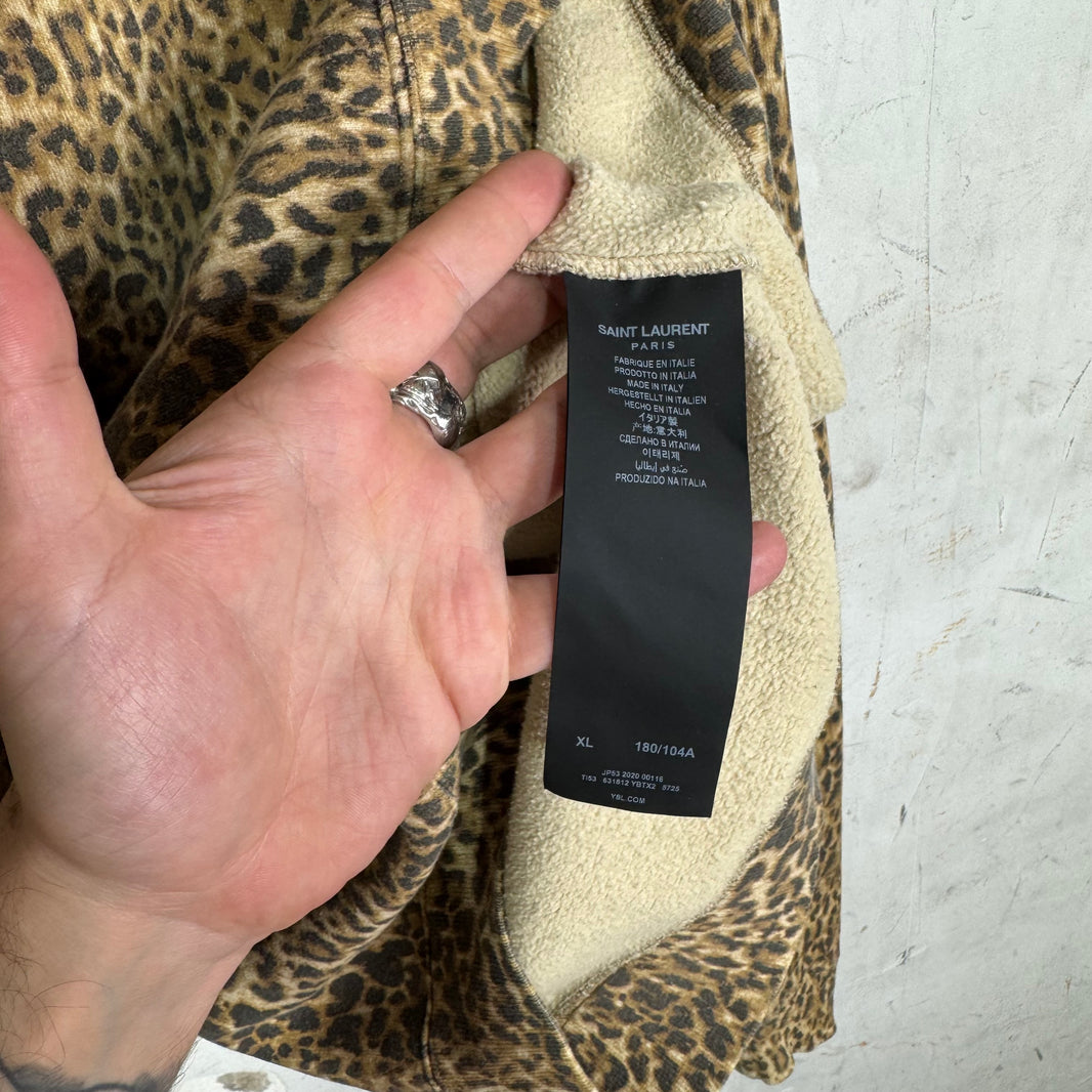 Saint Laurent Cheetah Print YSL Logo Hoodie