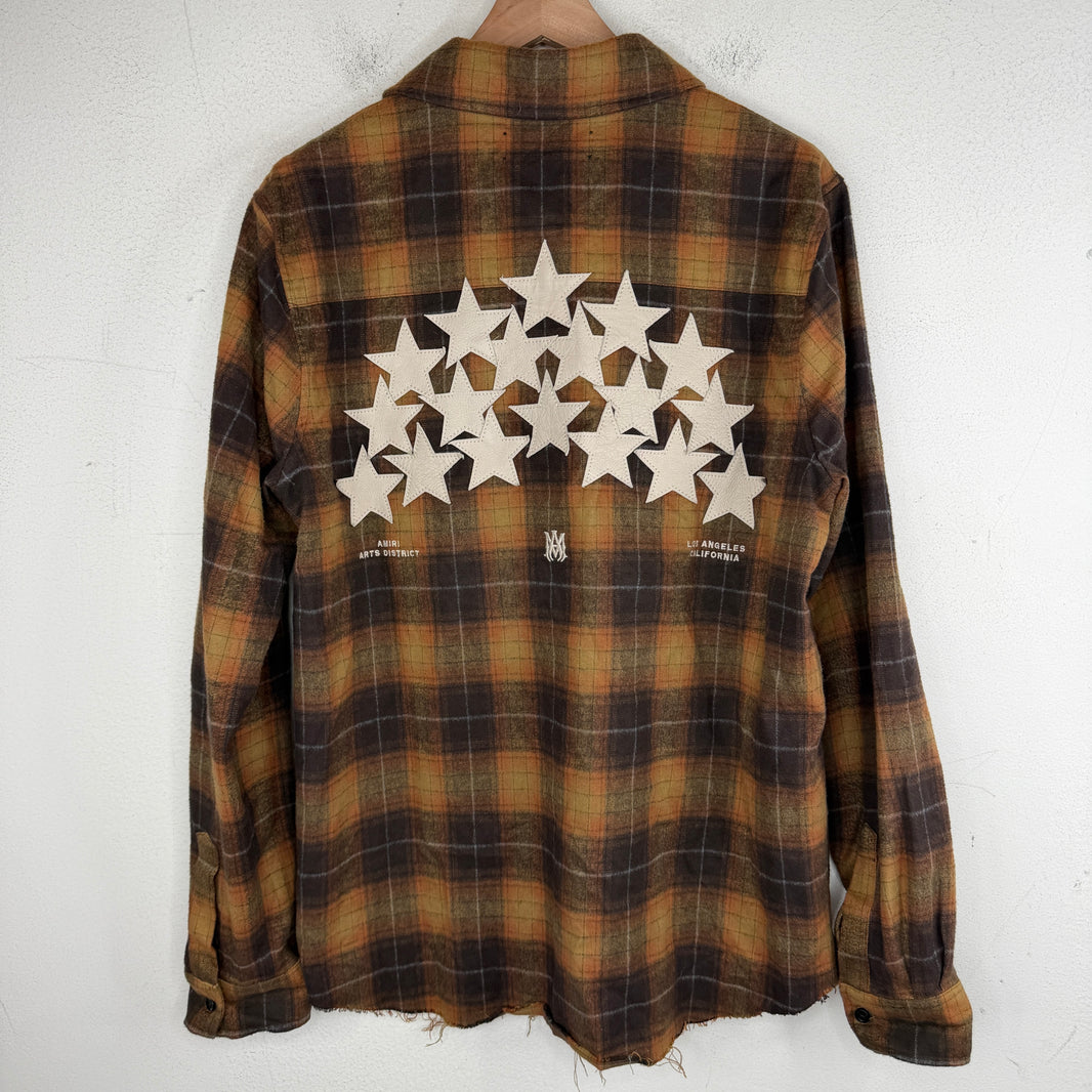Amiri Brown 21 Star Patch Flannel