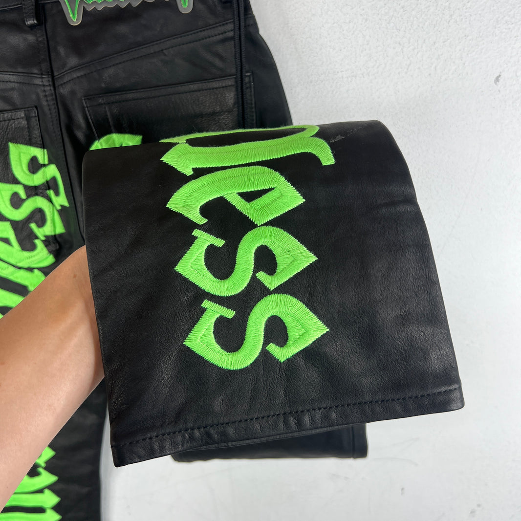 Endless Denim Black/Green Leather Pants