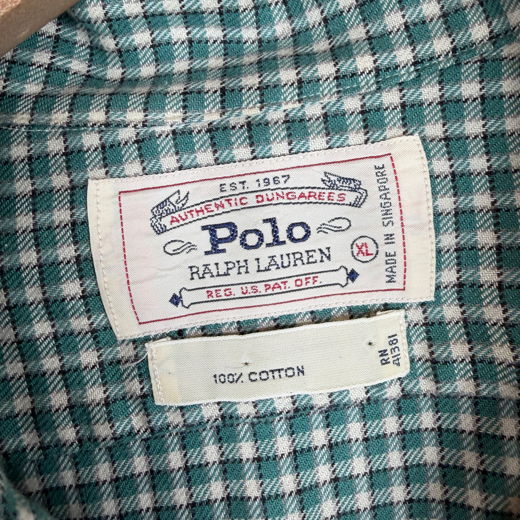 Ralph Lauren Cropped Gingham Button Up LS Shirt