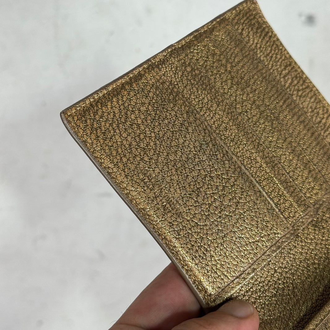 Bottega Veneta Gold Metallic Intrecciato Bi-Fold Wallet