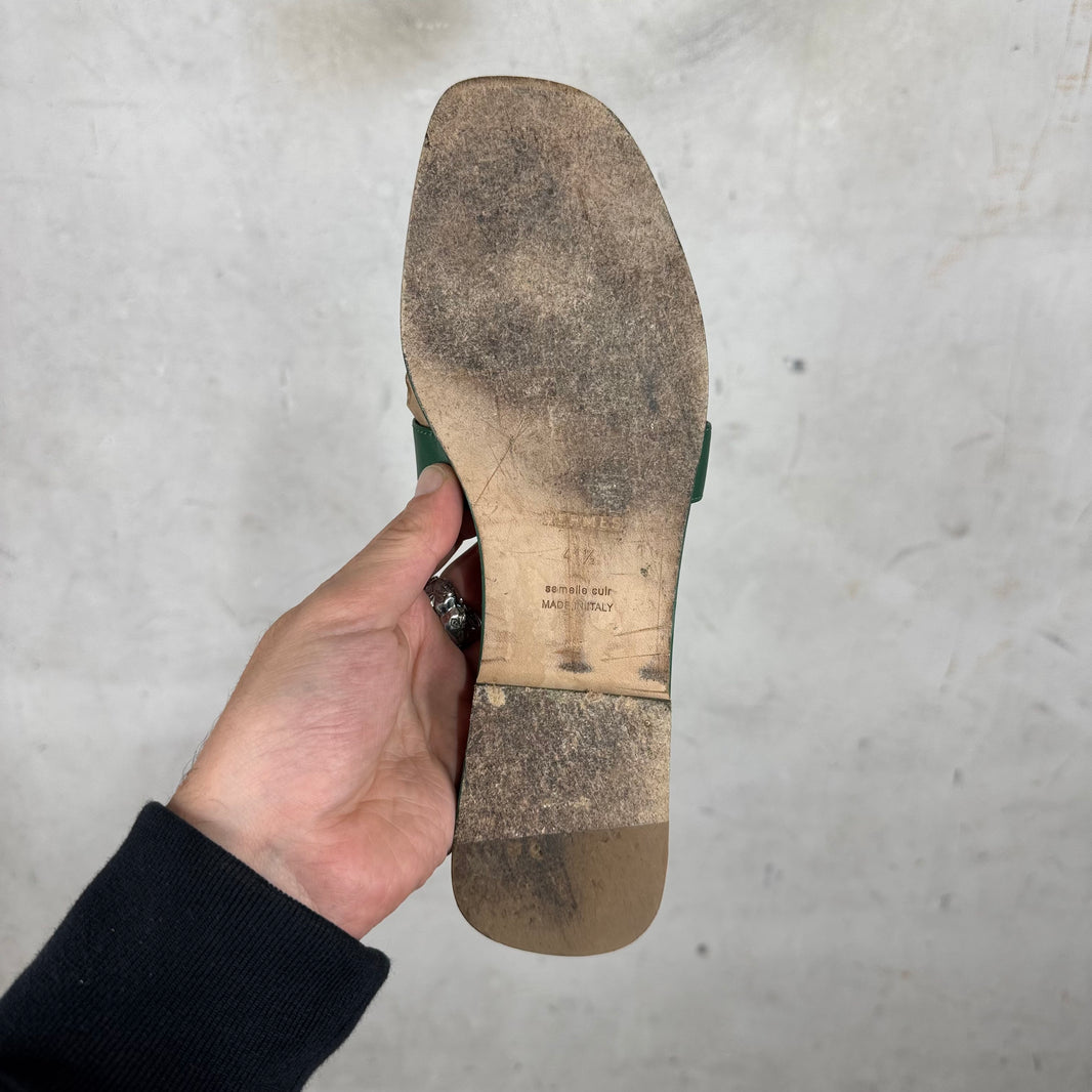 Hermes Green Oran Sandals