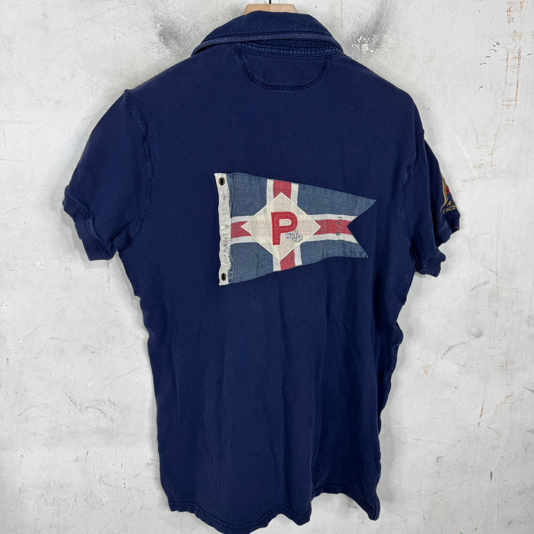 Ralph Lauren Navy Red Big Pony Diagnal Stripe Polo